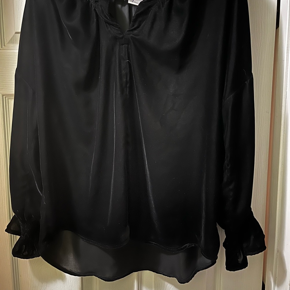 Finley Velvet Ruffle Sleeve Blouse - Picture 2 of 4